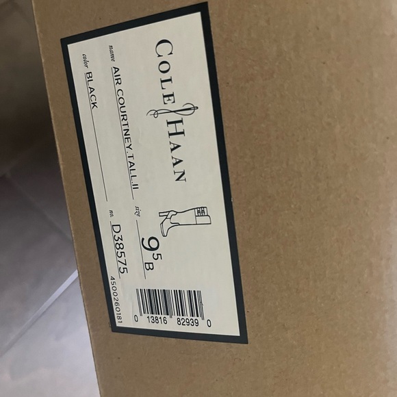 NWB Cole Haan Nike Air Technology Courtney Tall II Leather Boots Black Size 9.5 - Picture 4 of 11